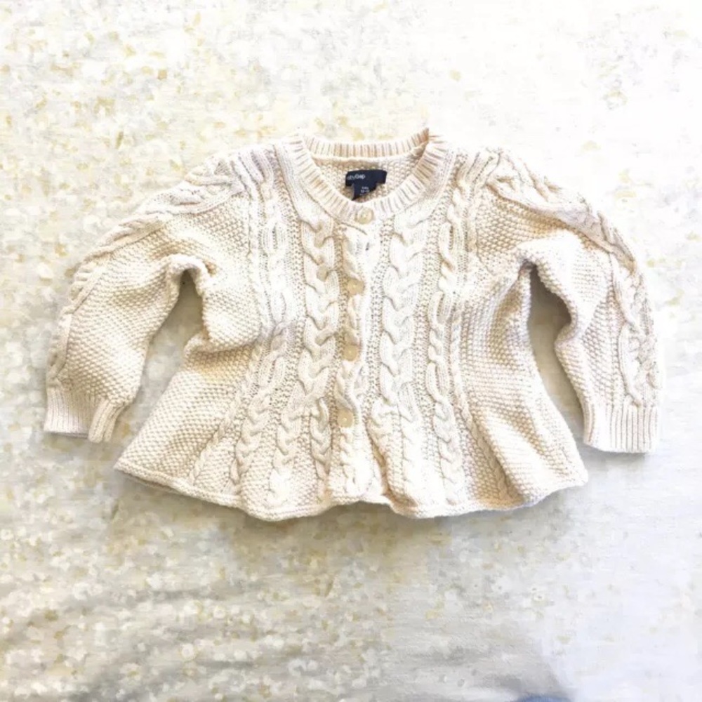 baby Gap Ivory Cardigan Sweater Girls 12-18 Mos